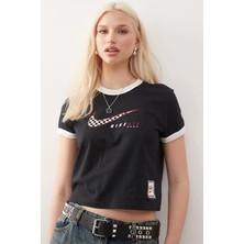 Nike Air Zoom Club Ss Tee Moto Rgr Womens Black Tshirt Kısa Kollu Kadın Tişört Siyah