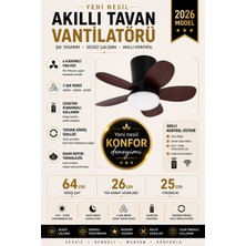 Kılıforyum Yeni Nesil Tavan Vantilatörü 64 cm Toplam Çap – 6 Kademeli, 3 Işık Renkli, Kumandalı, Sessiz Fan (Tavana Vidalı Montaj)Avize