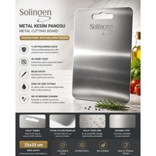 Solingen Metal Kesim Panosu 25X35 cm Paslanmaz Çelik Kesme Tahtası – Antibakteriyel, Hijyenik, Bıçak Dostu, Profesyonel Mutfak Doğrama Tahtası