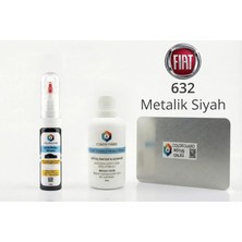 COLORGUARD FIAT 632 Metalik Siyah Rötuş Seti - 2 si 1 Arada İğne ve Fırça Uçlu Şişe, Solüsyon ve Rötuş Çeliği