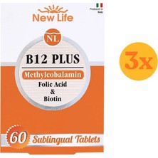 New Life B12 Methyl Plus 60 Tablet - 3 Adet (Toplam 180 Tablet) - Dezenfektan Hediyeli (%72 Alkol)