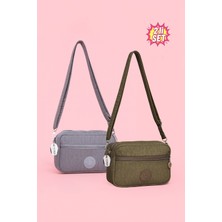 Westbag Kadın Çapraz Askılı Üç Gözlü Fermuarlı Krinkıl Günlük Omuz Çantası