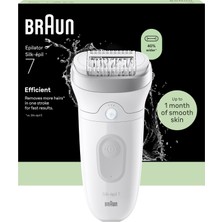 Braun Silk·épil 7 Kadın Epilatörü, Kolay Epilasyon Için Geniş Başlık, Islak ve Kuru, Uzun Ömürlü Pürüzsüz Cilt, Bayan Tıraş Makinesi, Su Geçirmez - 7-011, Gümüş