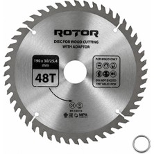 Rotor Daire Testere Bıçağı 190X30/25,4 mm 48T – Ahşap Kesim (El Tipi ve Gönye Testere) Adaptörlü