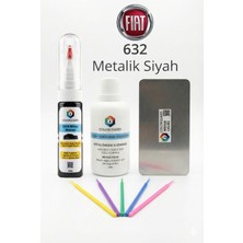 COLORGUARD FIAT 632 Metalik Siyah İğneli ve Fırçalı 2 si 1 Arada Rötuş Boyası Yüzey Temizleme Solüsyonu Profesyonel ve Çapaksız Rötuş Çeliği 5'li Uygulama Çubuğu Seti