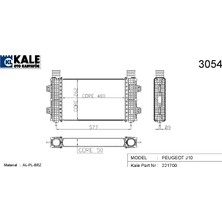 Kale Turbo Radyatörü (Intercooler) Peugeot J10 1 Sıra Alüminyum Brazing Sistem (1 Ad )