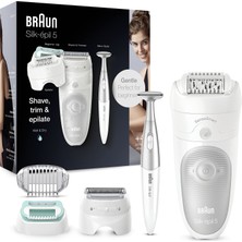 Braun Silk-Épil 5 Epilasyon / Epilasyon Için Kadın Epilatörü, Bikini Düzeltici (Saç Düzeltici Mahrem Bölge), Giriş Seviyesi Aparatı, Döner Başlık, 5-825, Beyaz/gri Dahil