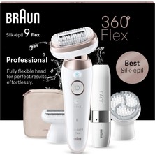 Braun Silk-Épil 9 Flex, Uzun Süreli Epilasyon Için Kadın Epilatörü / Tüy Çıkarıcı, Kadın Tıraş Makinesi, Mini Tıraş Makinesi, Peeling Aparatları, 9-306 3d, Beyaz/pembe Titanyum
