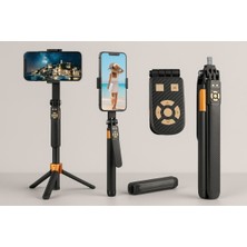 Ensiga Tripodlu Selfie Çubuğu Bluetooth Kumandalı Katlanabilir Telefon Standı Canlı Yayın Vlog Çekim Standı