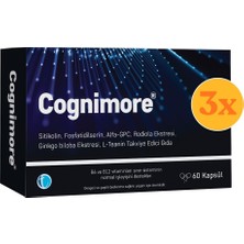Cognimore 60 Bitkisel Kapsül Sitikolin Fosfatidilserin Alpha-Gpc Rhodiola Gingko Biloba L-Teanin - 3 Adet - Dezenfektan Hediyeli (%72 Alkol)