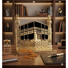 Kesene Özel Tasarım gold Renkli Allah & Muhammed (S.a.v) Kabe Kapısı Figürlü Masa Üstü Biblo 25 cm