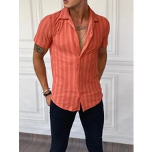 Modefendicom Dikey Desen Detaylı Normal Slim Fit Pamuklu Gömlek