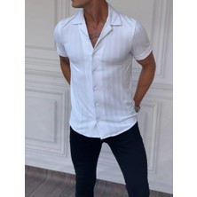 Modefendicom Dikey Desen Detaylı Normal Slim Fit Pamuklu Gömlek