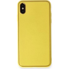 Newface Apple iPhone Xs Max Kılıf Coco Deri Silikon Kapak - Sarı