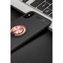 Newface Apple iPhone Xs Max Kılıf Range Yüzüklü Silikon - Siyah-Gold