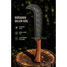 Toptancı Amca El Yapımı Dövme Tahra Orak | Ahşap Saplı Bahçe Orağı | Dal Budama Keskin Çelik Orak | Profesyonel Bağ Bahçe Aleti 38 cm