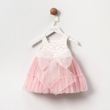 Butik Kız Bebek Pamuklu Tütülü Fiyonk Detaylı Elbise Özel Gün Elbise - Doğumgünü Elbisesi