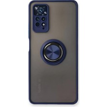 Newface Xiaomi Redmi Note 11 Pro Kılıf Montreal Yüzüklü Silikon Kapak - Lacivert