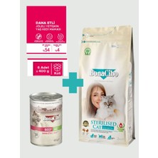 Bonacibo Sterilised Somonlu Kedi Maması 2 kg & Sığır Etli Soslu Konserve Seti (6X400 Gr)
