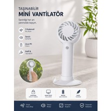 Allwin Taşınabilir Mini Vantilatör - 3 Kademeli, USB Şarjlı, Sessiz El ve Masaüstü Vantilatörü Taşınabilir Fan, El Vantilatörü, Şarjlı Vantilatör
