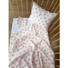 Bebek Müslin Örtü Seti Pembe Fiyonk Desen 116
