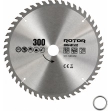 Rotor Daire Testere Bıçağı 300X32/25,4 mm 48T – Ahşap Kesim (Gönye ve Tezgah Tipi Testere) Adaptörlü