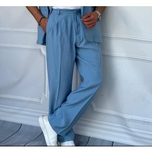 Modefendicom Ermanno %100 Pamuk Keten Baggy Pileli Pantolon