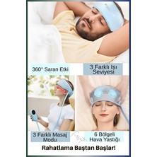 Kafa Masaj Aleti | Premıum Isıtmalı Şarjlı Hava Yastıklı Baş Masajı Cihazı | 3 Isı - 3 Masaj Modu ve 6 Bölgeli Hava Yastığı Kafa Baş Masaj Cihazı