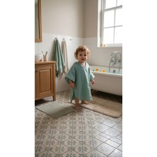 Elibaby %100 Organik Pamuk Müslin Panço Kapşonlu Panço Plaj Çocuk Bebek Panço Bornoz Havlu
