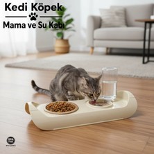 LE Paris Kedi Köpek Mama ve Su Kabı | Otomatik Suluk 500 ml | Standlı Mama Kabı Bpa | Free Set