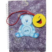 Kiddy World Sert Kapaklı Spiralli A5 Kareli Defter - Ayıcık Desenli ve Gülücük Emojili Ayraç
