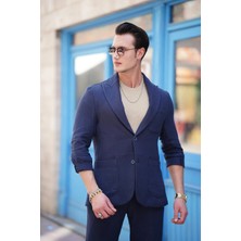 Modefendicom %100 Pamuk Keten Modern Fit Keten Ceket