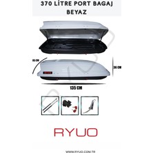 Ryuo Araç Üstü Tabut Port Bagaj 370 Litre Beyaz