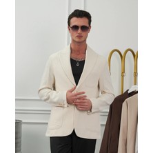 Modefendicom %100 Pamuk Keten Modern Fit Keten Ceket