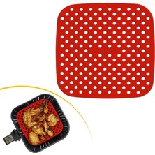 Eco Lounge Siyah Isıya Dayanıklı Yıkanılabilir Silikon Fırın ve Airfryer Kare Model Pişirme Matı 21,5 cm