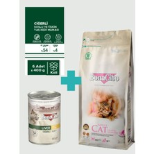 Bonacibo Kısırlaştırılmış Tavuklu Kedi Maması 2 kg + 6 Adet 400 gr Ciğerli Yaş Mama