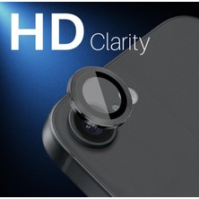 Powerfox Iphone 17E / 16E Uyumlu Siyah Alüminyum Alaşım Tempered Glass Kamera Lens Koruyucu