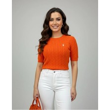 Saç Örgü Polo Nakışlı T-Shirt