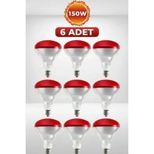 Aydogan's (6 Adet) 150W Kızılötesi Isıtıcılı Hayvan Isıtma ve Kuluçka Lambası (Kırmızı Işık) E2