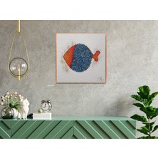 Galeri Mavi Cool Fish – Imzalı Özgün Akrilik Tablo 40X40 cm Vernikli Çerçevesiz - %100 El Yapımı