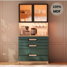 Comiet Begonya Mdf Kahve Köşesi Dolabı Çekmeceli Işıklı