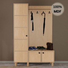Comiet Meşe Mdf Raflı Askılıklı Portmanto Ayakkabılık