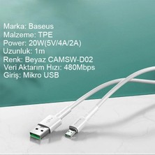 İlanib Ticaret Baseus Mini White Micro USB 4A Oppo Vıvo Dash USB Şarj Kablosu 1METRE-1852