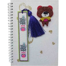 Kiddy World Sert Kapaklı Spiralli A5 Kareli Defter - Ayıcık ve Kalp Desenli - Baykuş Ayraç Hediyeli