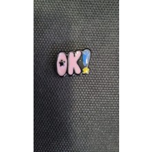 Es Dekor Pembe Baloncuk Harfli "ok!" Tasarımlı Yapıştırmalık Rozet