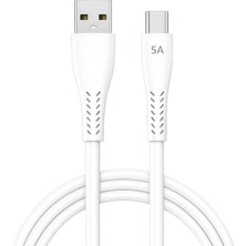 Arbaks Lightning iPhone Şarj Kablosu 5A Hızlı Şarj Usb-A Uyumlu Dayanıklı Data Kablosu Beyaz