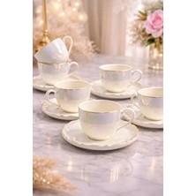 Acar JEA-08359 Pearl Dream 6'lı Porselen Çay Fincan Takımı