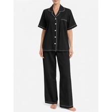Sıle Atelıer Biyeli Şile Bezi Kısa Kol Pijama Takımı