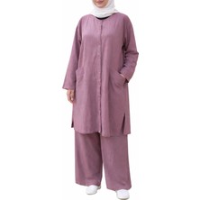 Sıle Atelıer Pembe Şile Bezi Cepli Tunik Pantolon Takım Kadın Xl