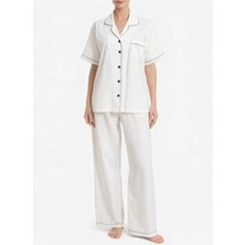 Sıle Atelıer Biyeli Şile Bezi Kısa Kol Pijama Takımı